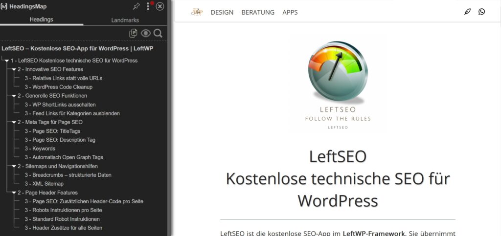 HeadingsMap Browser Plugin
